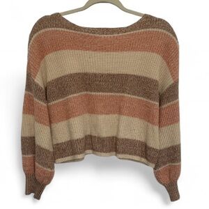 Billabong Orange Cream Tan Cropped Sweater Size Medium